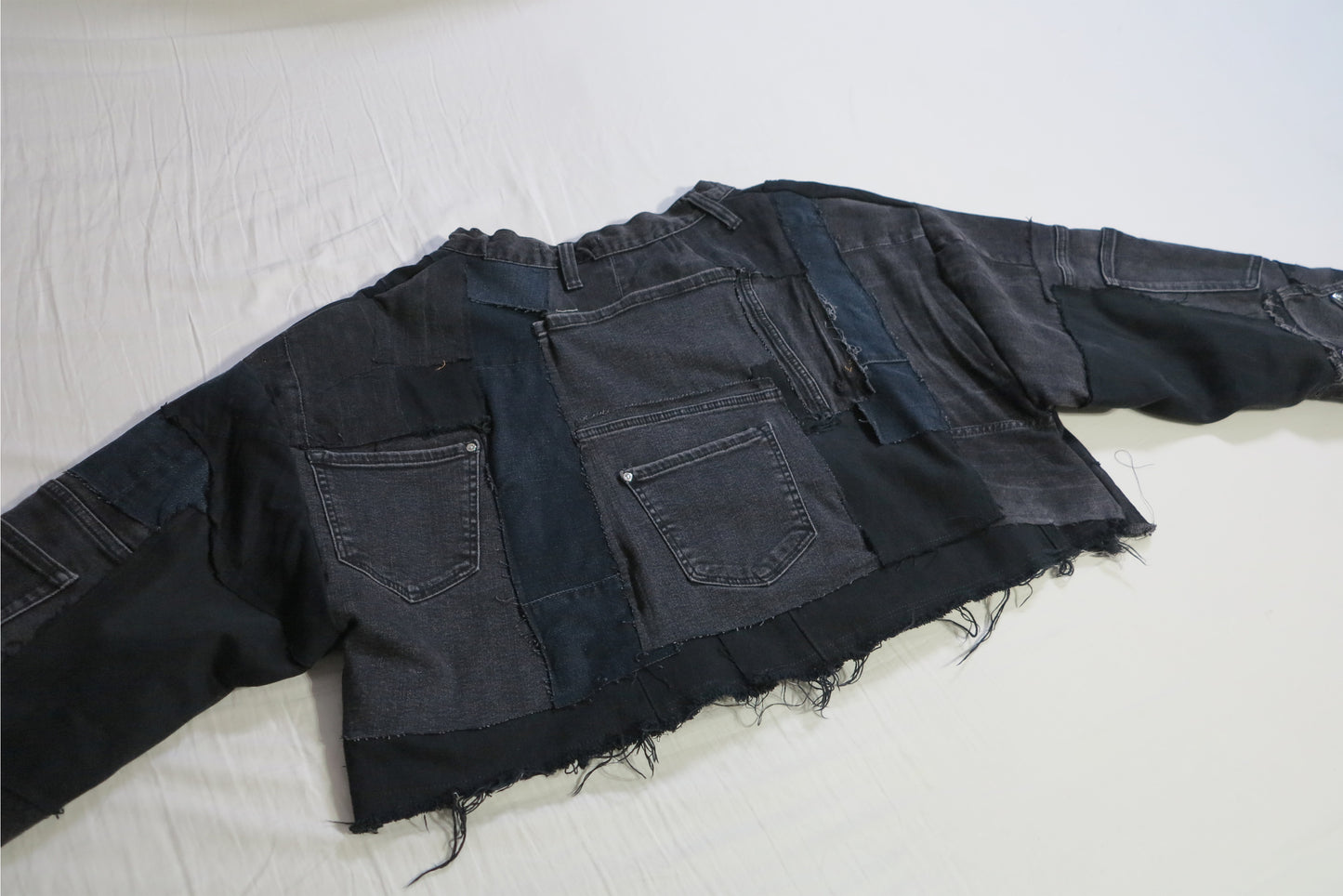 CROPPED PATCHWORK DENIM PULLOVER